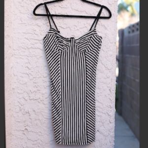 Black and White Striped Bodycon Mini Dress
